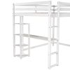 Full Size Loft Bed with Built-in Desk and Shelves,White