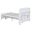 Full Size Platform Bed with Storage LED Headboard, Twin Size Trundle and 3 Drawers, White