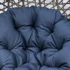 Hanging Swing Egg Chair with Stand,Outdoor Patio Wicker Tear Drop Shape Hammock Chair with Cushion (Navy Blue)