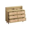 43.31"6-Drawers Rattan Storage Cabinet Rattan Drawer with LED Lights and Power Outlet,for Bedroom,Living Room