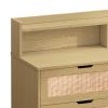 43.31"6-Drawers Rattan Storage Cabinet Rattan Drawer with LED Lights and Power Outlet,for Bedroom,Living Room